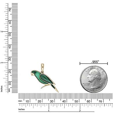 Gemminded 18k Gold over Sterling Silver Green Onyx & Malachite Bird Pendant Necklace
