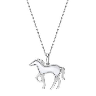 Gemminded Sterling Silver Mother-of-Pearl Horse Pendant Necklace