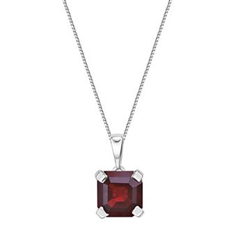 Gemminded Sterling Silver Garnet Pendant Necklace