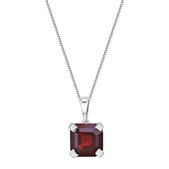 Gemminded Sterling Silver Garnet Pendant Necklace