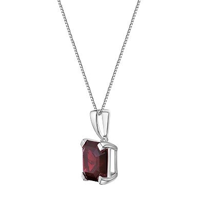 Gemminded Sterling Silver Garnet Pendant Necklace