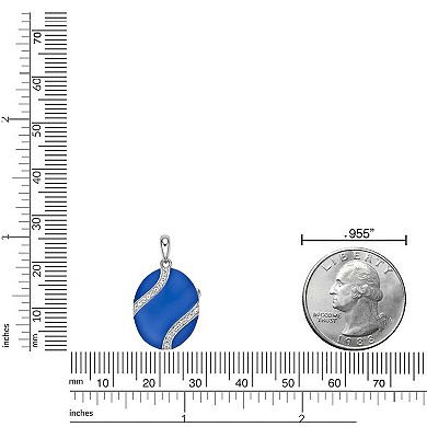 Gemminded Sterling Silver Lab-Created White Sapphire Enamel Locket Pendant Necklace