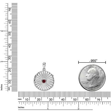 Gemminded Sterling Silver Garnet Round Locket Pendant Necklace