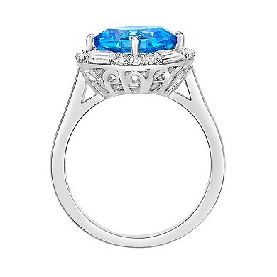 Gemminded Sterling Silver Blue Topaz & Lab-Created White Sapphire Ring