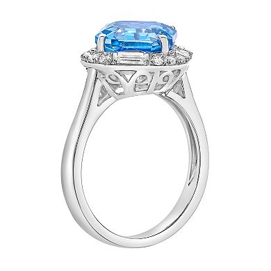 Gemminded Sterling Silver Blue Topaz & Lab-Created White Sapphire Ring