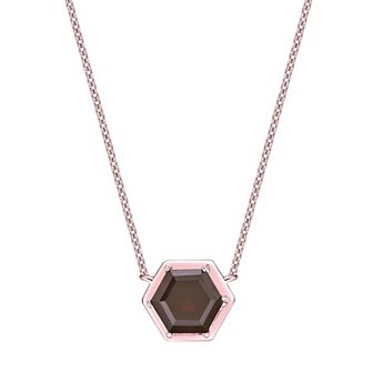 Gemminded 18k Rose Gold Over Silver Garnet Pendant Necklace