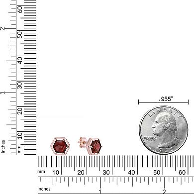Gemminded 18k Rose Gold over Sterling Silver Garnet Stud Earrings