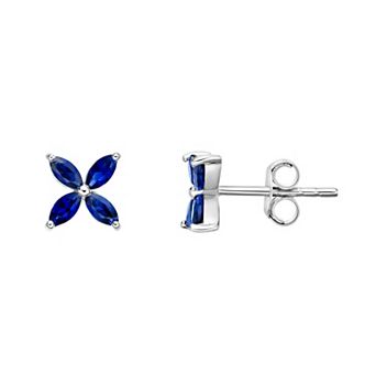 Gemminded Sterling Silver Lab-Created Sapphire Stud Earrings