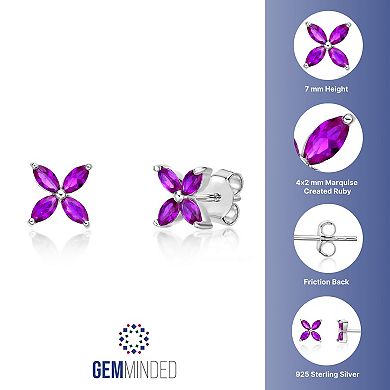 Gemminded Sterling Silver Lab-Created Ruby Stud Earrings