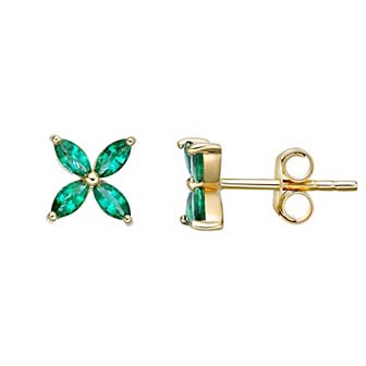 Gemminded 18k Gold over Sterling Silver Lab-Created Emerald Stud Earrings