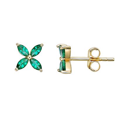 Emerald & offers Diamond 14K Gold Over Sterling Silver Stud Earring