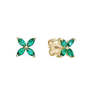 Gemminded 18k Gold over Sterling Silver Lab-Created Emerald Stud Earrings