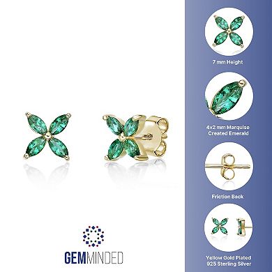 Gemminded 18k Gold over Sterling Silver Lab-Created Emerald Stud Earrings