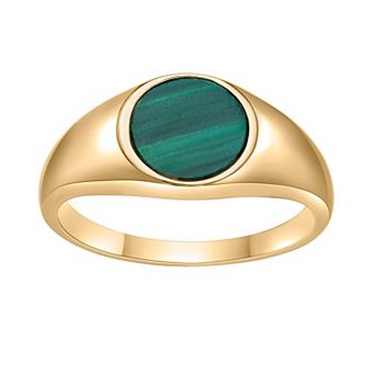 Gemminded 18k Gold over Sterling Silver Malachite Signet Ring