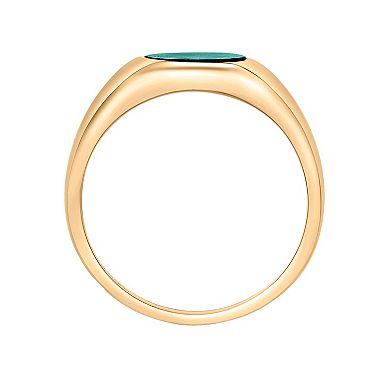 Gemminded 18k Gold over Sterling Silver Malachite Signet Ring