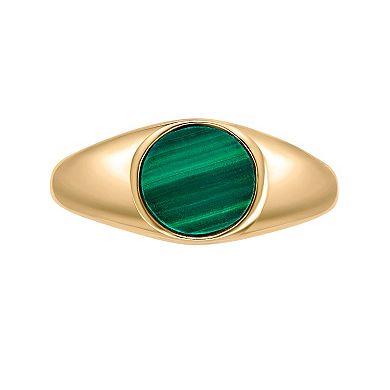 Gemminded 18k Gold over Sterling Silver Malachite Signet Ring