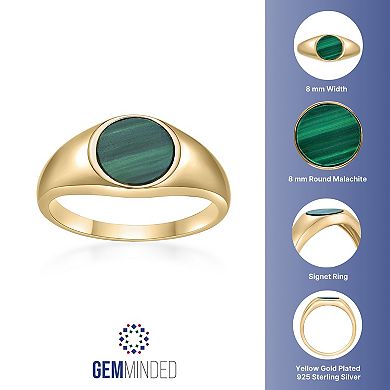 Gemminded 18k Gold over Sterling Silver Malachite Signet Ring