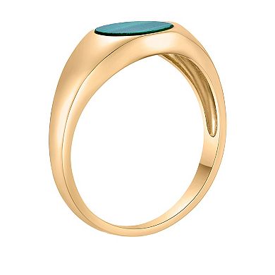 Gemminded 18k Gold over Sterling Silver Malachite Signet Ring