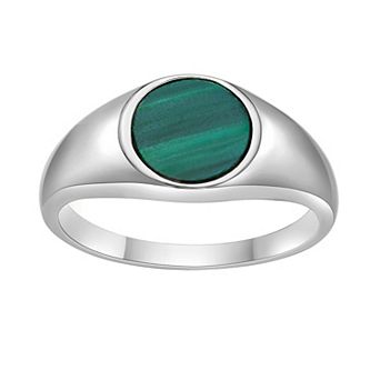 Gemminded Sterling Silver Malachite Signet Ring