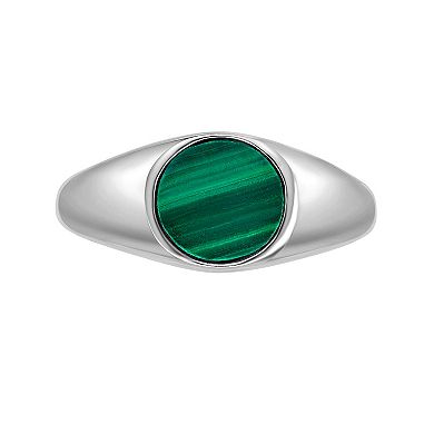 Gemminded Sterling Silver Malachite Signet Ring