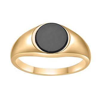 Gemminded 18k Gold over Sterling Silver Black Onyx Signet Ring
