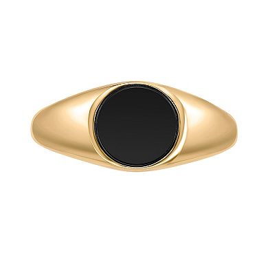 Gemminded 18k Gold over Sterling Silver Black Onyx Signet Ring