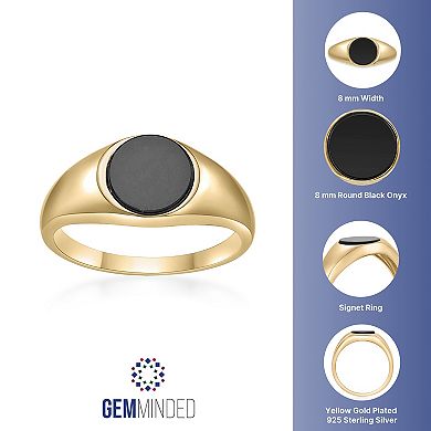 Gemminded 18k Gold over Sterling Silver Black Onyx Signet Ring