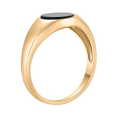 Gemminded 18k Gold over Sterling Silver Black Onyx Signet Ring