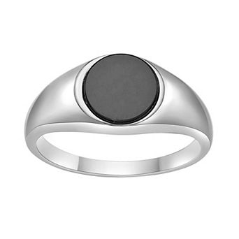 Gemminded Sterling Silver Black Onyx Signet Ring