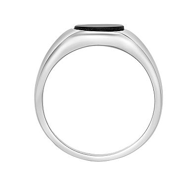 Gemminded Sterling Silver Black Onyx Signet Ring