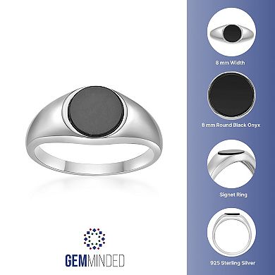 Gemminded Sterling Silver Black Onyx Signet Ring