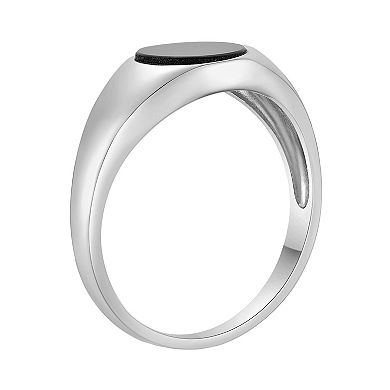 Gemminded Sterling Silver Black Onyx Signet Ring