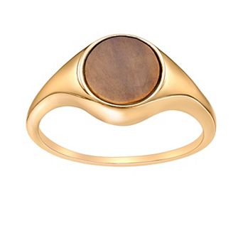 Gemminded 18k Gold over Sterling Silver Tiger's Eye Signet Ring