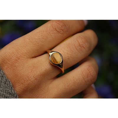 Gemminded 18k Gold over Sterling Silver Tiger's Eye Signet Ring