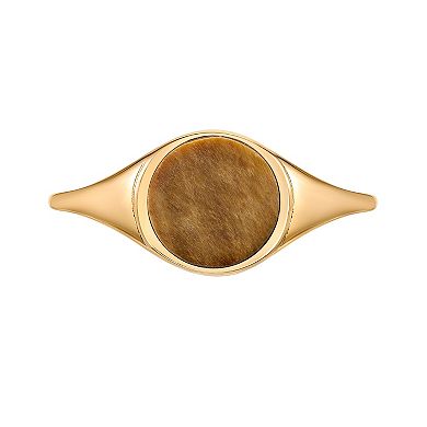 Gemminded 18k Gold over Sterling Silver Tiger's Eye Signet Ring
