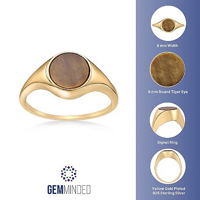 Gemminded 18k Gold over Sterling Silver Tiger's Eye Signet Ring