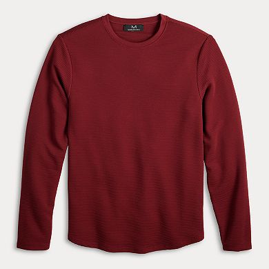Men's M Magaschoni Long Sleeve Crew Neck Rib Textured Top