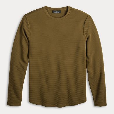 Men's M Magaschoni Long Sleeve Crew Neck Rib Textured Top