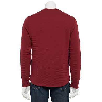 Men's M Magaschoni Long Sleeve Crew Neck Rib Textured Top