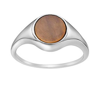 Gemminded Sterling Silver Tiger's Eye Signet Ring