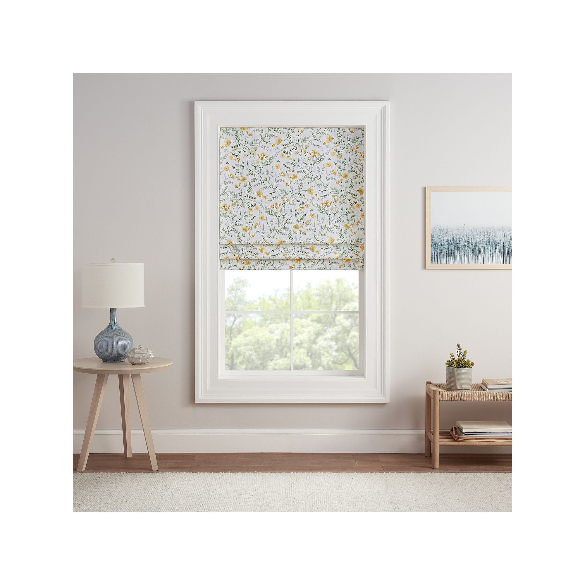 Eclipse Evangeline Botanical 100% Blackout Cordless Roman Shade, Aloe