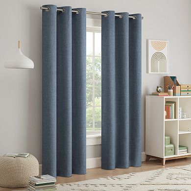 Eclipse Chambray Solid 100% Blackout Grommet Curtain Panel