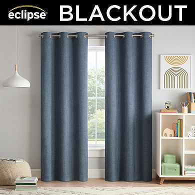 Eclipse Chambray Solid 100% Blackout Grommet Curtain Panel