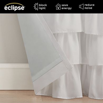 Eclipse Kids Tiered Ruffle Solid 100% Blackout Back Tab Curtain Panel