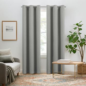 Eclipse Pembroke 100% Blackout Faux Linen Grommet 2 pc Window Curtains Set