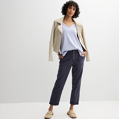 Women's Grey State Washed Long Sleeve V-Neck Tee