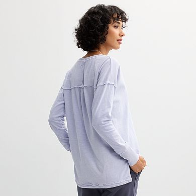 Women's Grey State Washed Long Sleeve V-Neck Tee