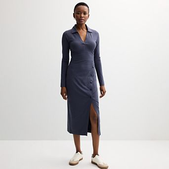 Women's Grey State Collared Jersey Dress