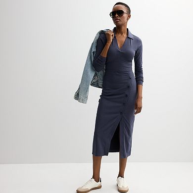 Women's Grey State Collared Jersey Dress