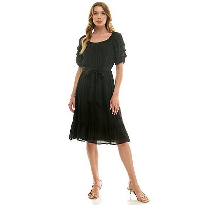 pleated belted midi dress Ivory KarenMillen Soft Tailored Pleated Belted Midi Dress